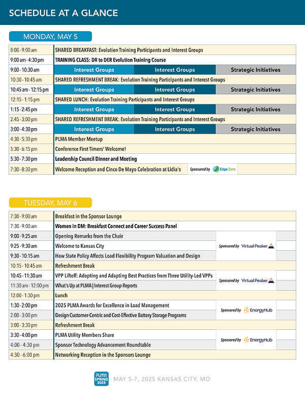 Spring 2025 Schedule at a Glance